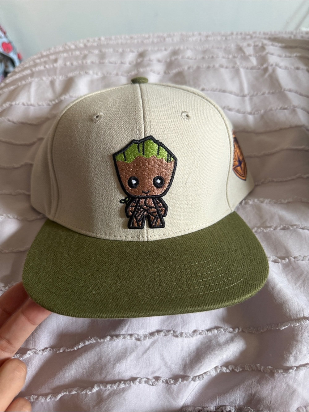 Guardians of the Galaxy Youth Groot Character Snapback Hat - Cream